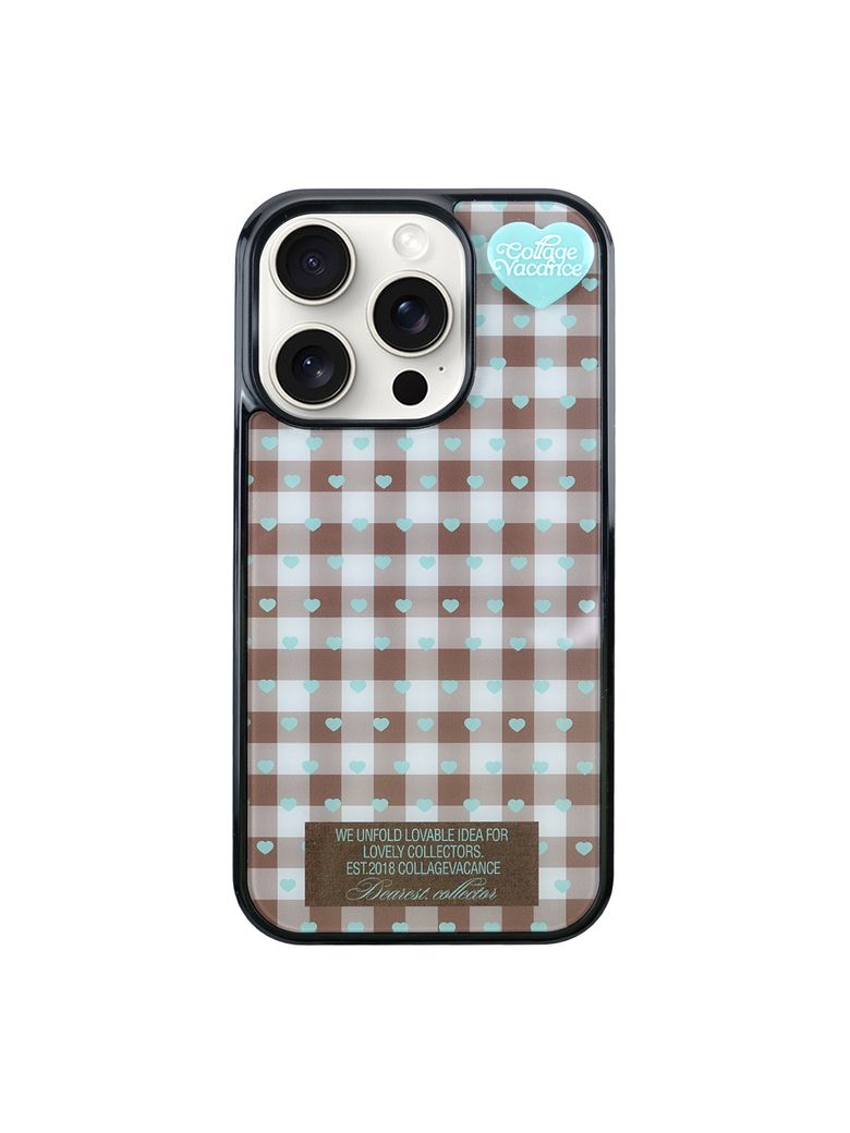 Heart Logo Pendant Glass Bumper Mint Case -Brown (폰케이스)