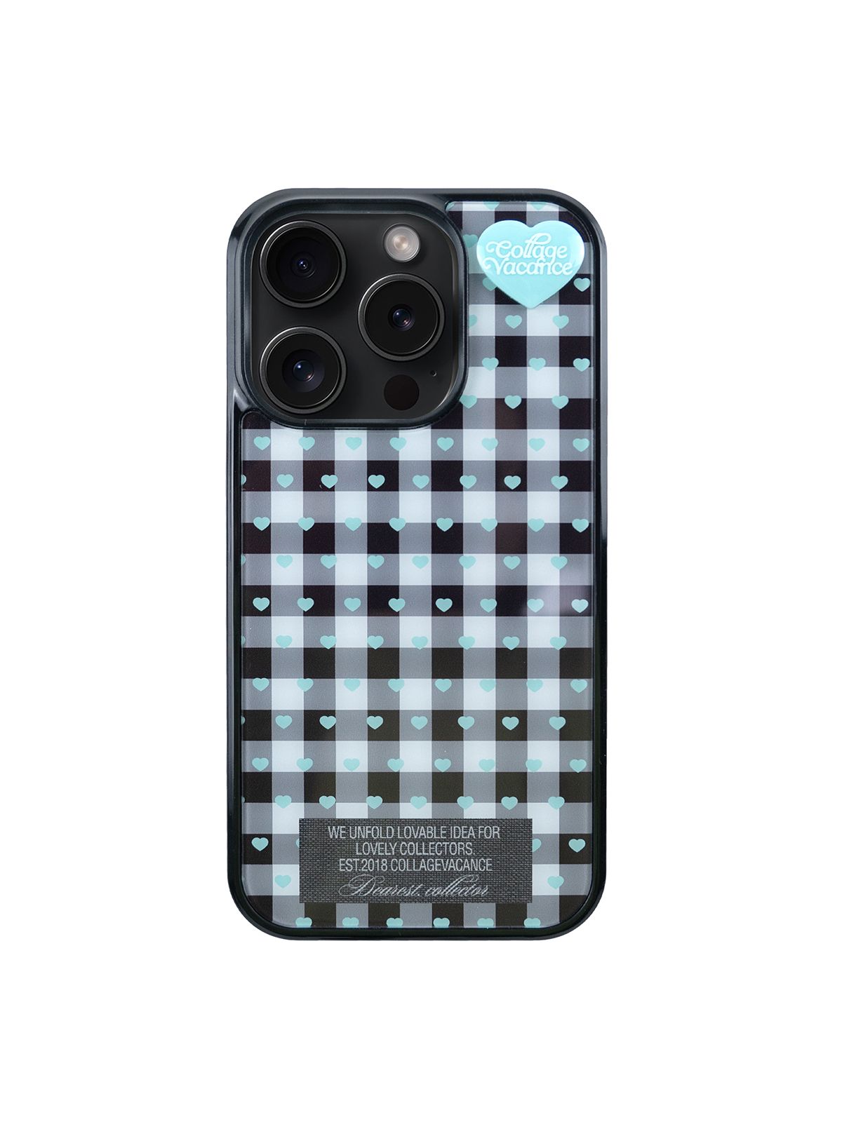 꼴라주바캉스(COLLAGEVACANCE) Heart Logo Pendant Glass Bumper Mint Case -Black (폰케이스)