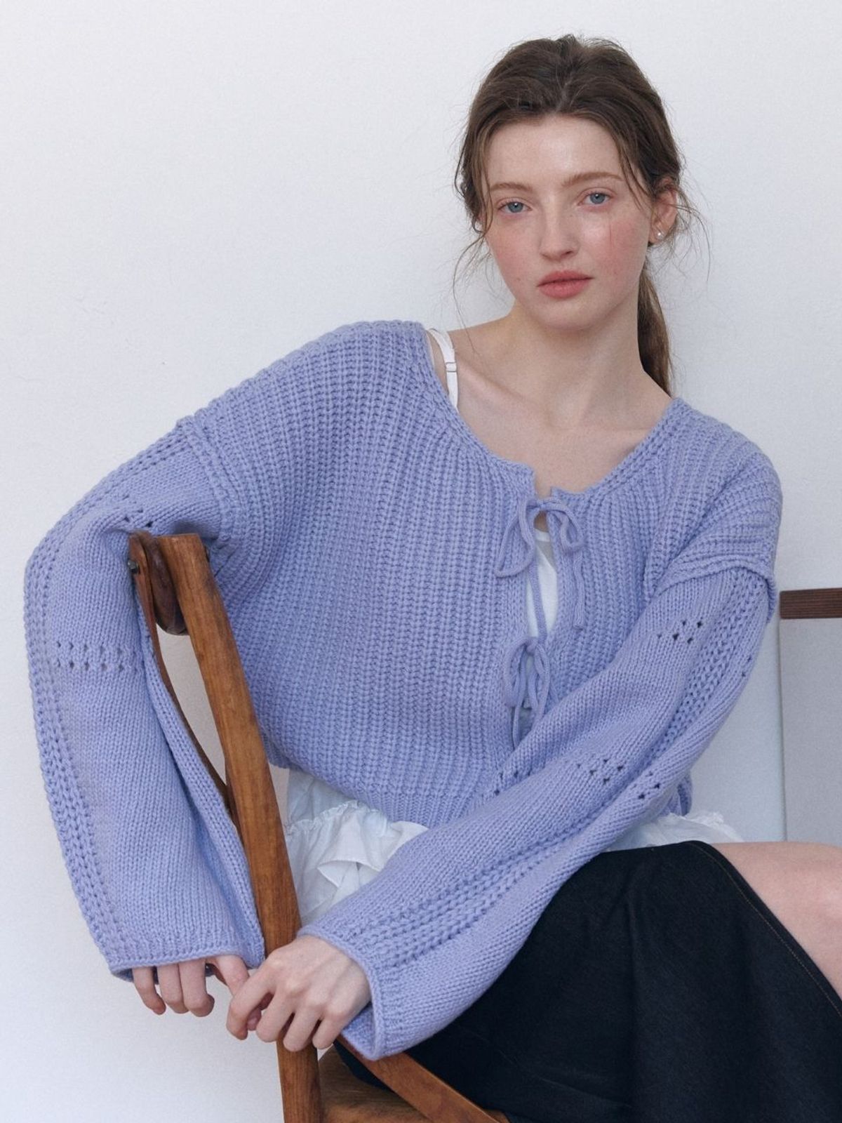 패브릭서울(FABRICSEOUL) ribbon hachi sweater cardigan_blue