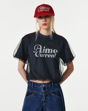 AIME MESH LAYERED T-SHIRT [NAVY]