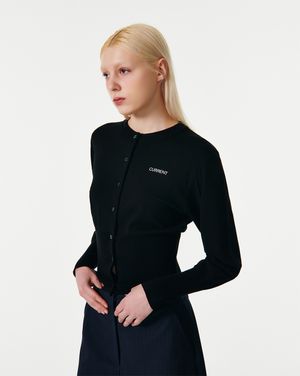 ESSENTIAL LOGO KNIT CARDIGAN [BLACK]