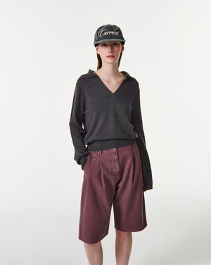 BELLA V-NECK PULLOVER KNIT [CHARCOAL]