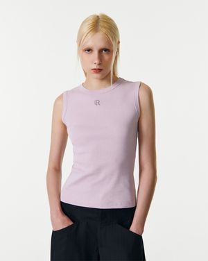 GLITTER ROUND NECK SLEEVELESS TOP [PINK]