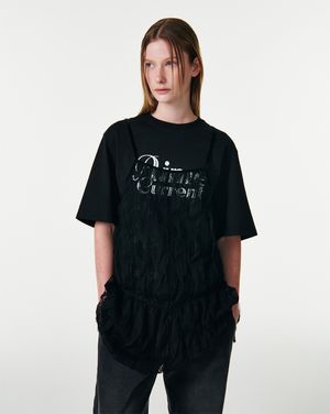 LACE SLEEVELESS BLOUSE [BLACK]