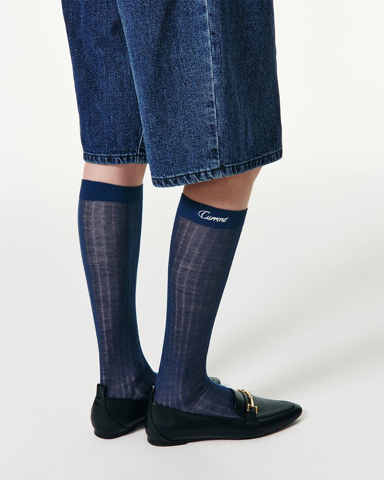 CURRENT MERINO WOOL KNEE SOCKS [BLUE]