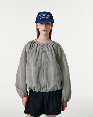 NECK SHIRRING OVER JACKET [GRAY]