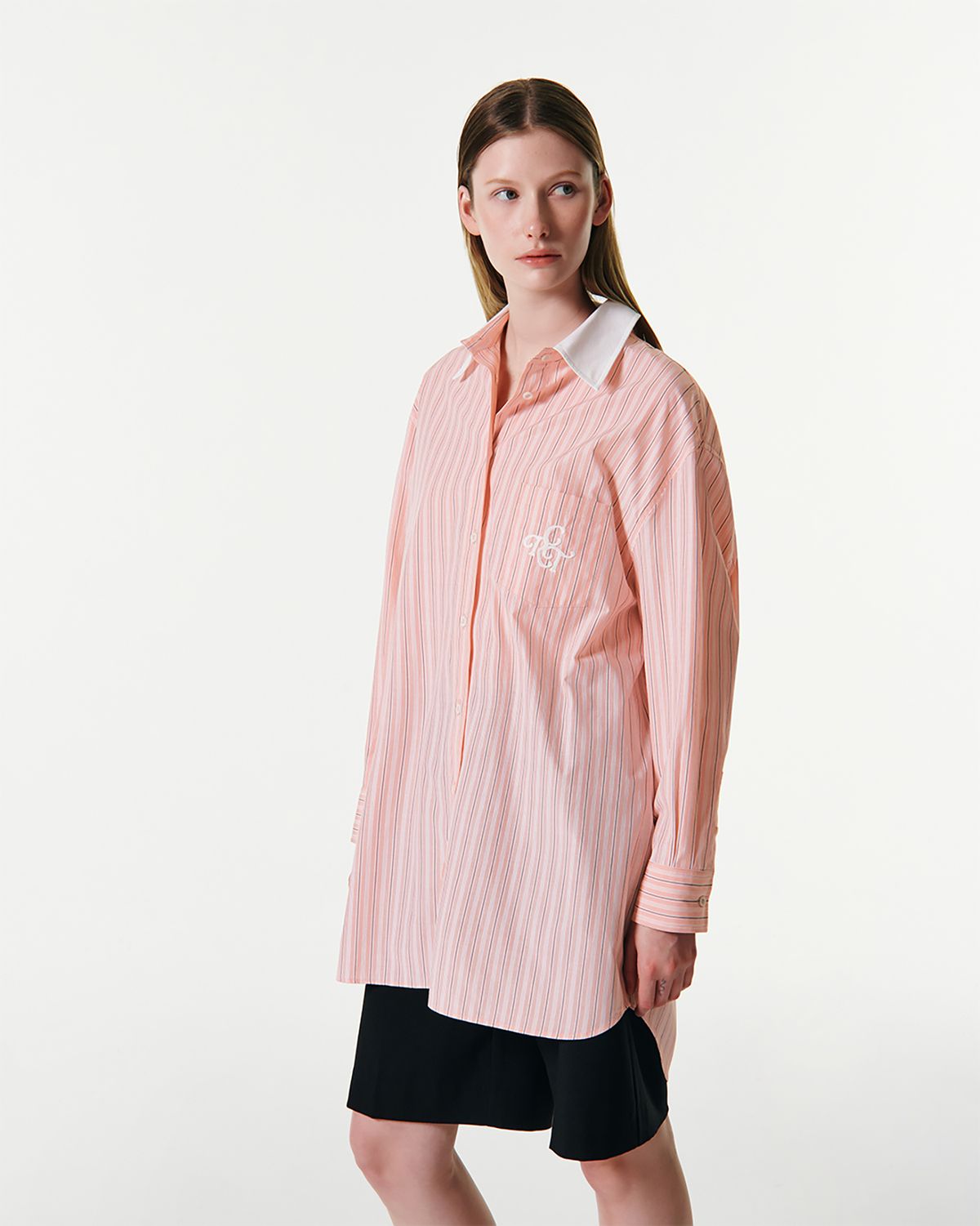커렌트(CURRENT) SPRING STRIPE OVERSIZED SHIRT [PINK]