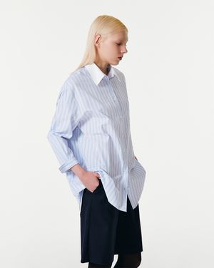 SPRING STRIPE OVERSIZED SHIRT [BLUE]