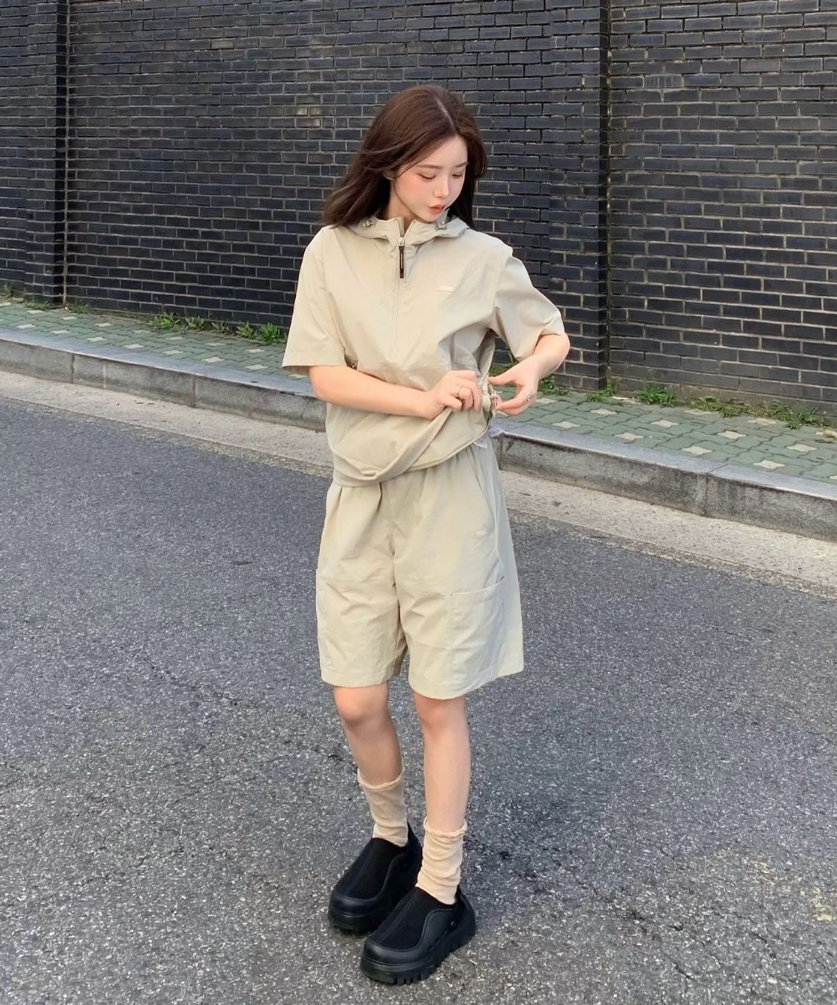 내셔널지오그래픽(NATIONALGEOGRAPHIC) 경량 우븐 스트레치 5부 카고 쇼츠 AGATE GREY