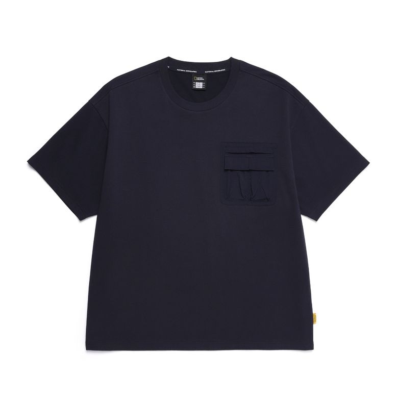 N252MTS100 NRN 가슴 포켓 세미오버핏 반팔 티셔츠 NAVY