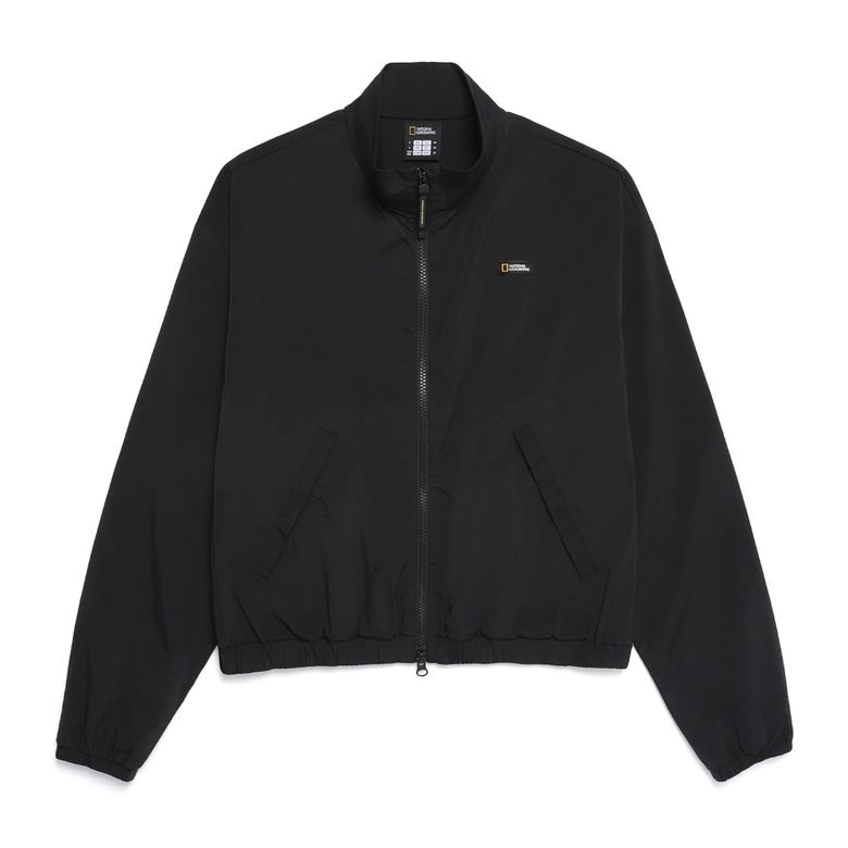 N251WFT020 여성 실키 스탠드넥 풀집업 CARBON BLACK