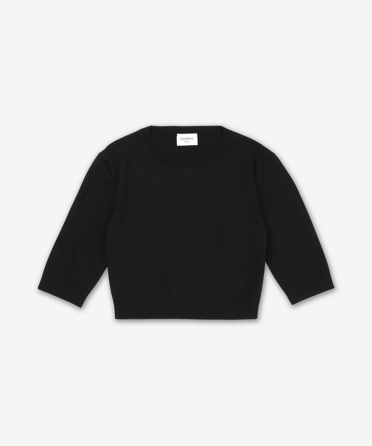 생로랑(SAINT LAURENT) 울 크롭 하프 슬리브 니트 - 블랙 / 818023Y76YJ1000