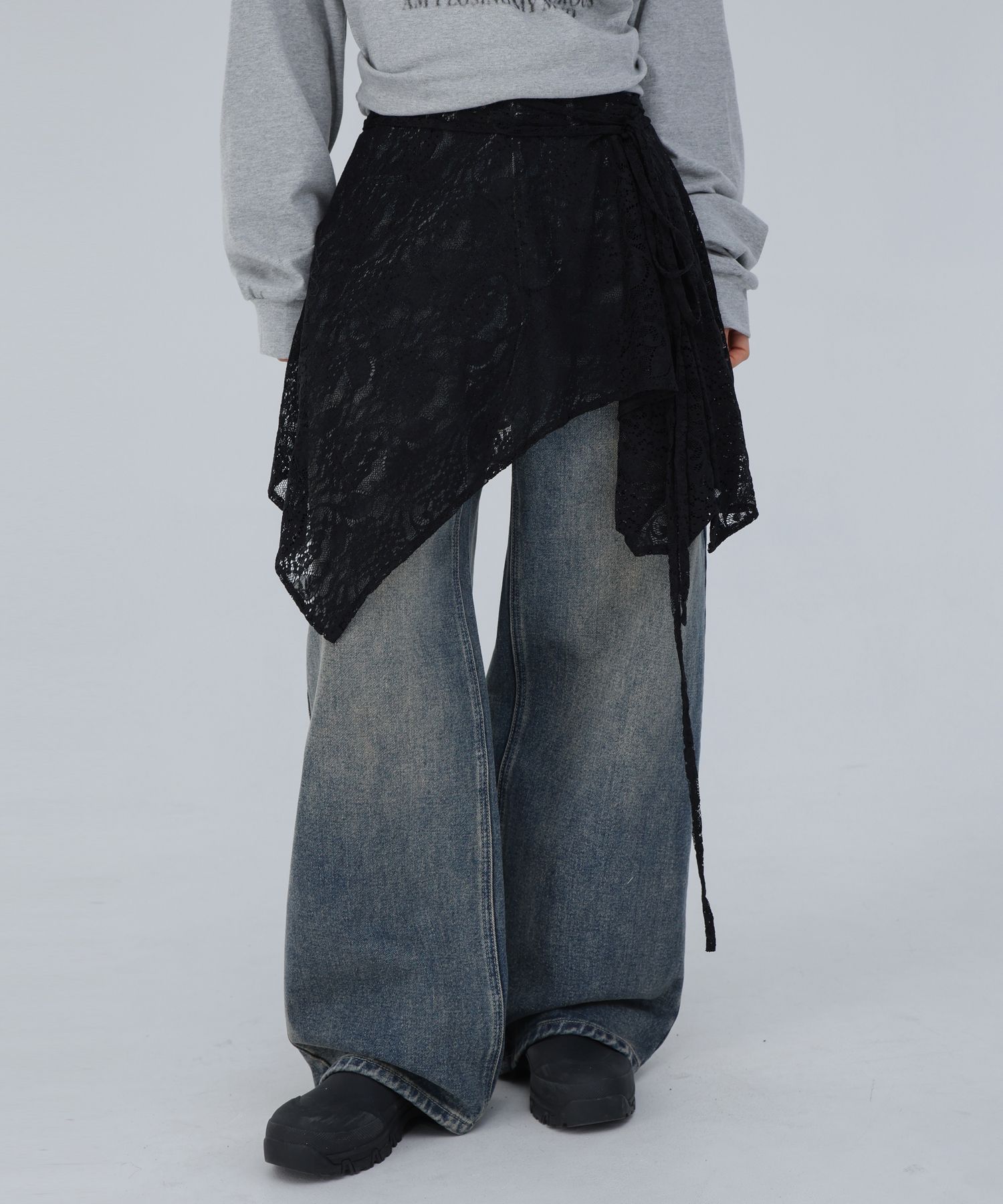 【NONCODE】Sika Lace Unbalanced Skirt Lace Asymmetric Skirt – ISAYA