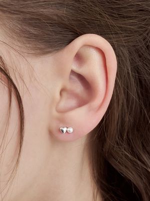 [silver925] buddy heart pearl earring