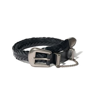 BL026 체인 위빙 레더 남자 여자 가죽 벨트 22mm 블랙