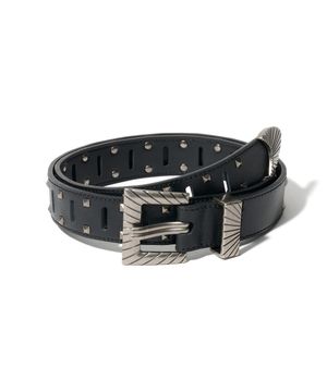 BL023 와이드 홀 스터드 남자 여자 가죽 벨트 27mm 블랙