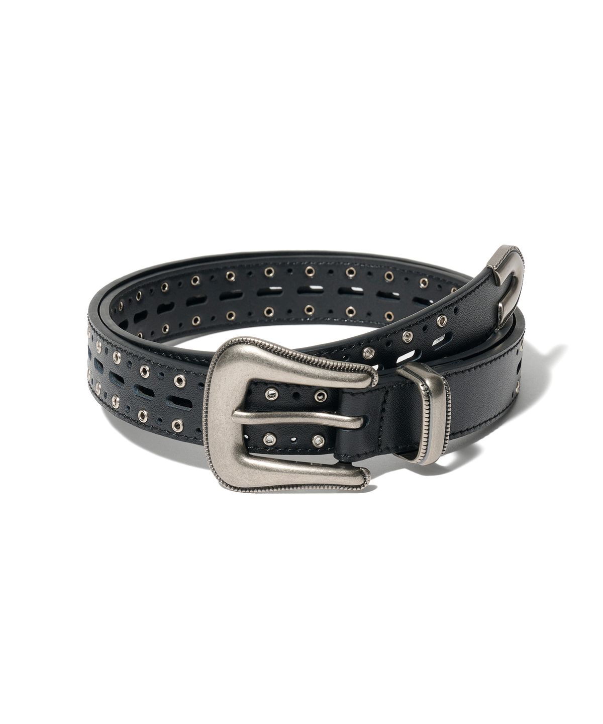 르마스크(LEMASQUE) BL022 락 미니 아일렛 남자 여자 가죽 벨트 24mm 블랙