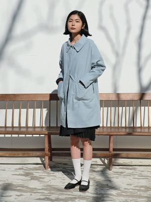 라운드카라 스프링코트_블루