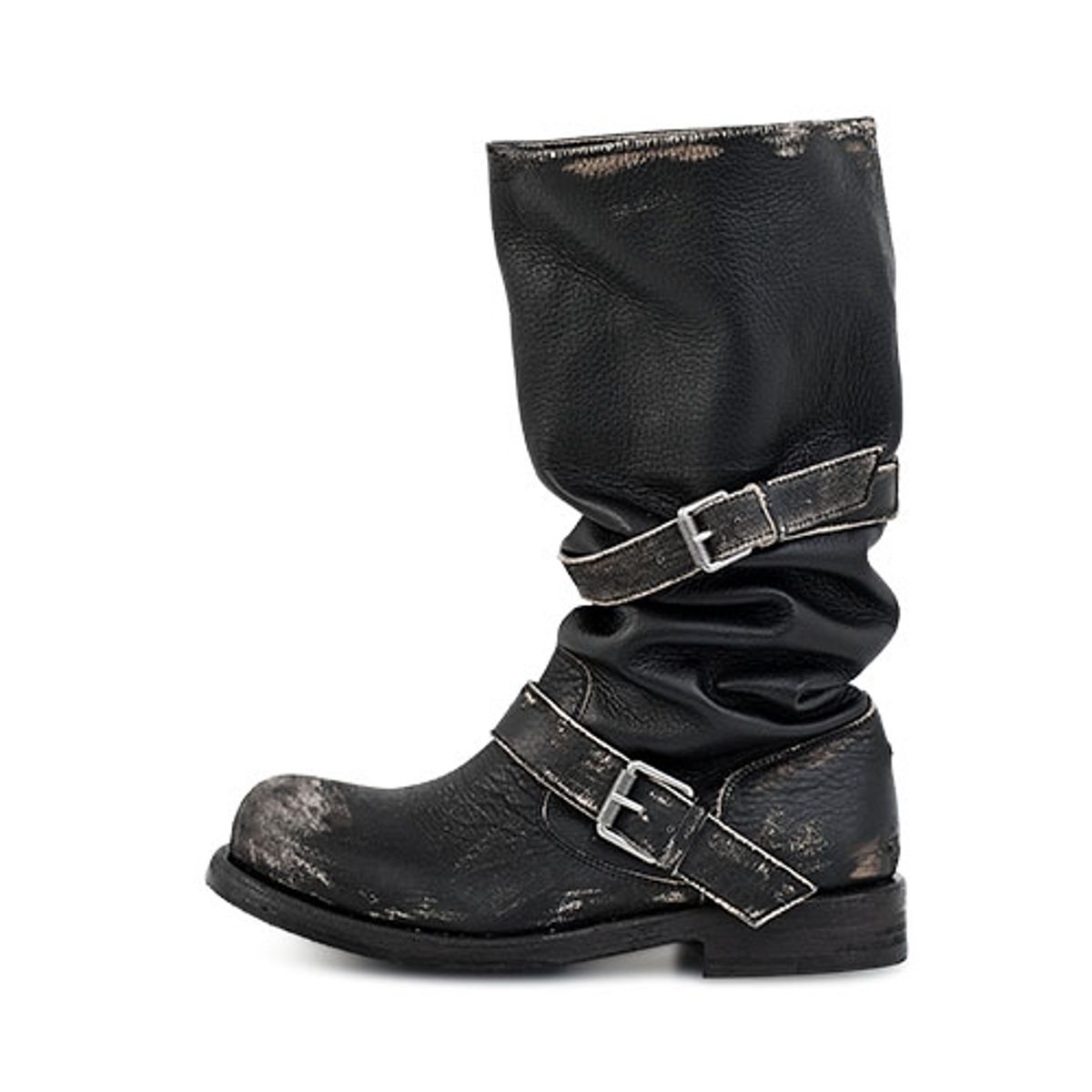 네거티브쓰리(NEGATIVE THREE) Slouchy Long Boots_Rub off black