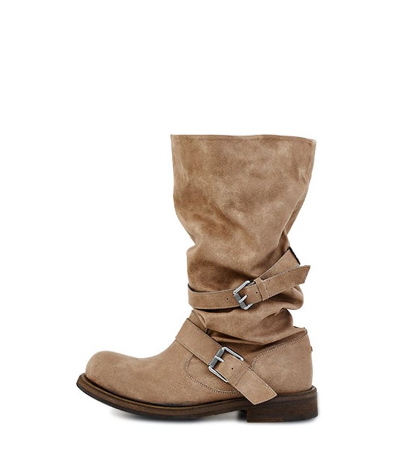 Slouchy Long Boots_Washed Beige