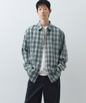 옴브레 체크 셔츠 (블루이쉬그린)