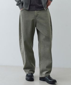 커브드 코튼 팬츠 (더스티올리브)