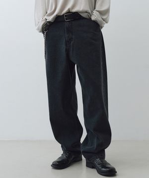 커브드 데님 팬츠 (블랙)