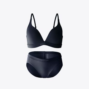 아쿠아엑스 노와이어 브라 팬티 세트_네이비