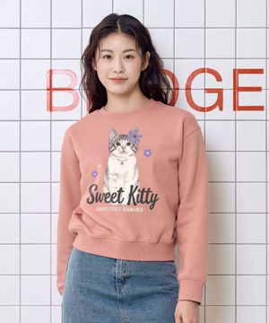 블로썸캣 여성 크롭 맨투맨 (4 COL)