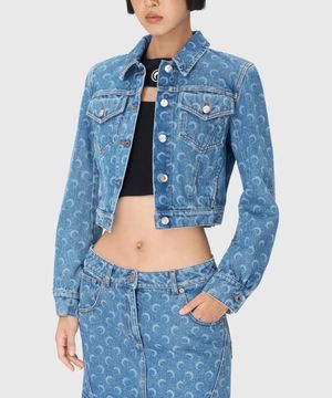 (W) 문 레이저 데님 크롭 자켓 라이트 블루 MOON LASER DENIM CROPPED JACKET LIGHT BLUE