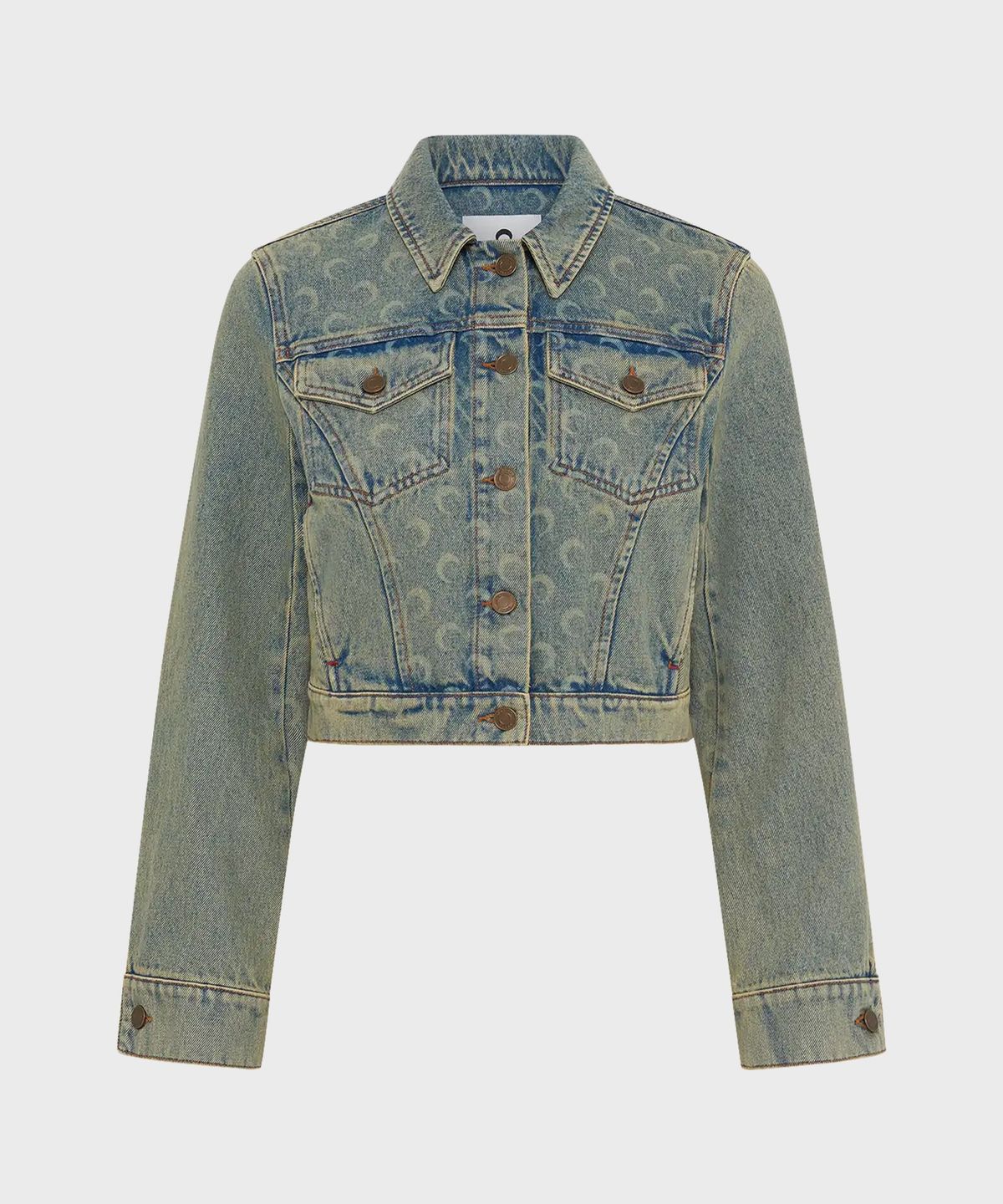 마린 세르(MARINE SERRE) (W) 문 레이저 데님 크롭 자켓 라이트 베이지 MOON LASER DENIM CROPPED JACKET LIGHT BEIGE