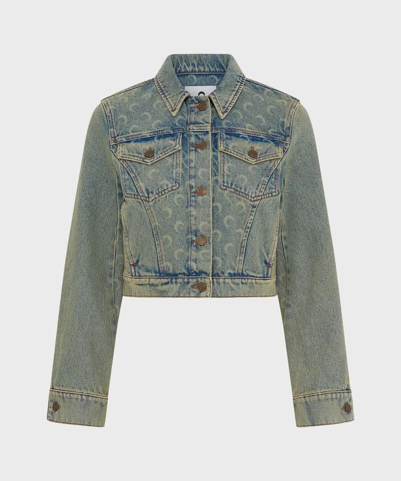 (W) 문 레이저 데님 크롭 자켓 라이트 베이지 MOON LASER DENIM CROPPED JACKET LIGHT BEIGE