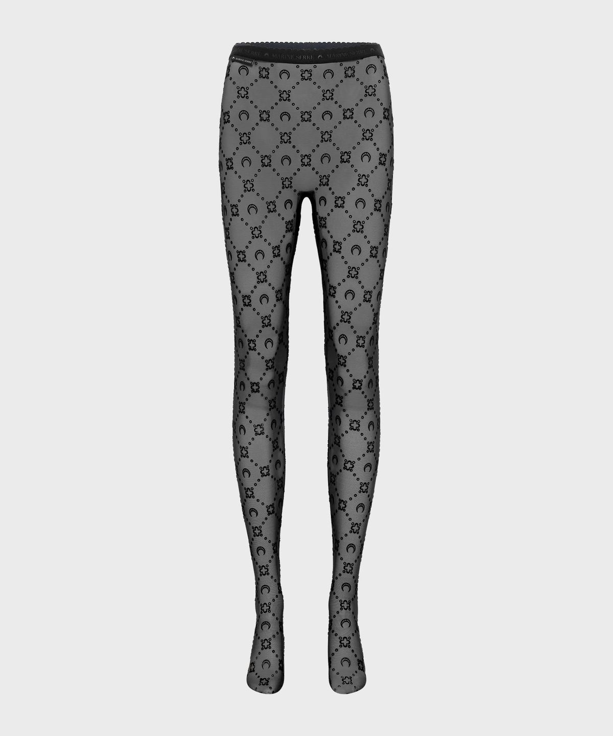 마린 세르(MARINE SERRE) (W) 리사이클드 메쉬 플록 타이즈 블랙 RECYCLED MESH FLOCK TIGHTS BLACK