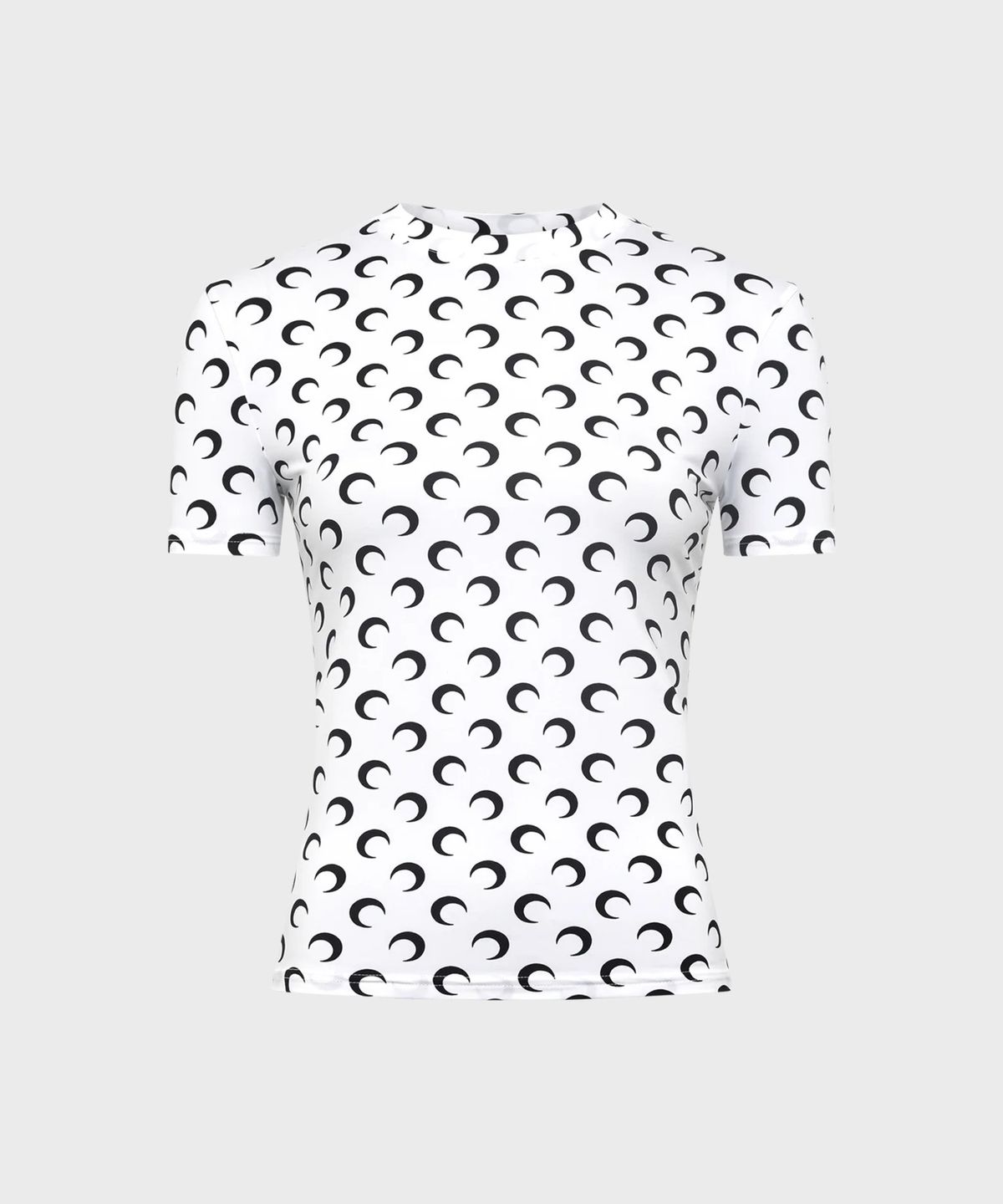 마린 세르(MARINE SERRE) (W) 리사이클드 문 저지 숏 슬리브 탑 화이트 RECYCLED MOON JERSEY SS SHORT SLEEVES TOP OPTICAL WHITE