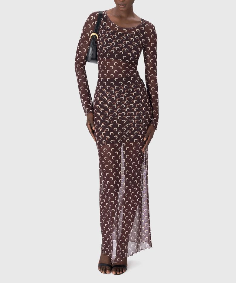 (W) 리사이클드 문 메쉬 롱 드레스 브라운 RECYCLED MOON MESH LONG DRESS BROWN