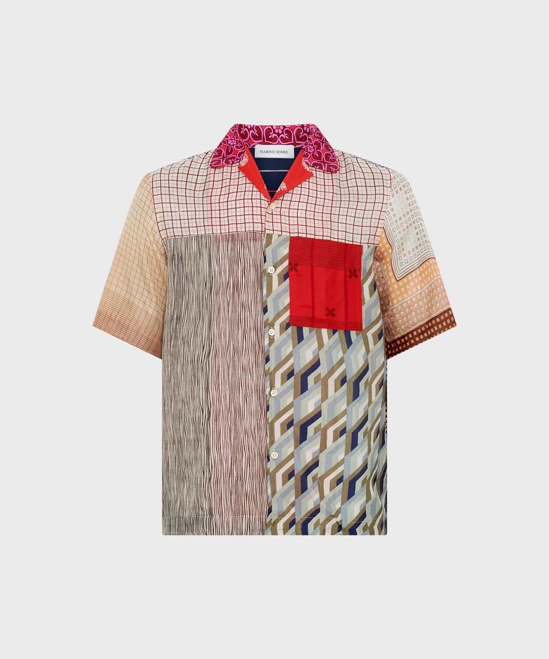 (U) 리제너레이티드 실크 스카프 보울링 셔츠 멀티 REGENERATED SILK SCARVES BOWLING SHIRT MULTICOLOR