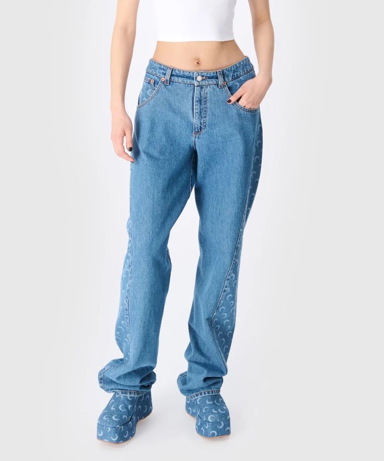 (W) 문 레이저 데님 커브드 진 라이트 블루 MOON LASER DENIM CURVED JEANS LIGHT BLUE