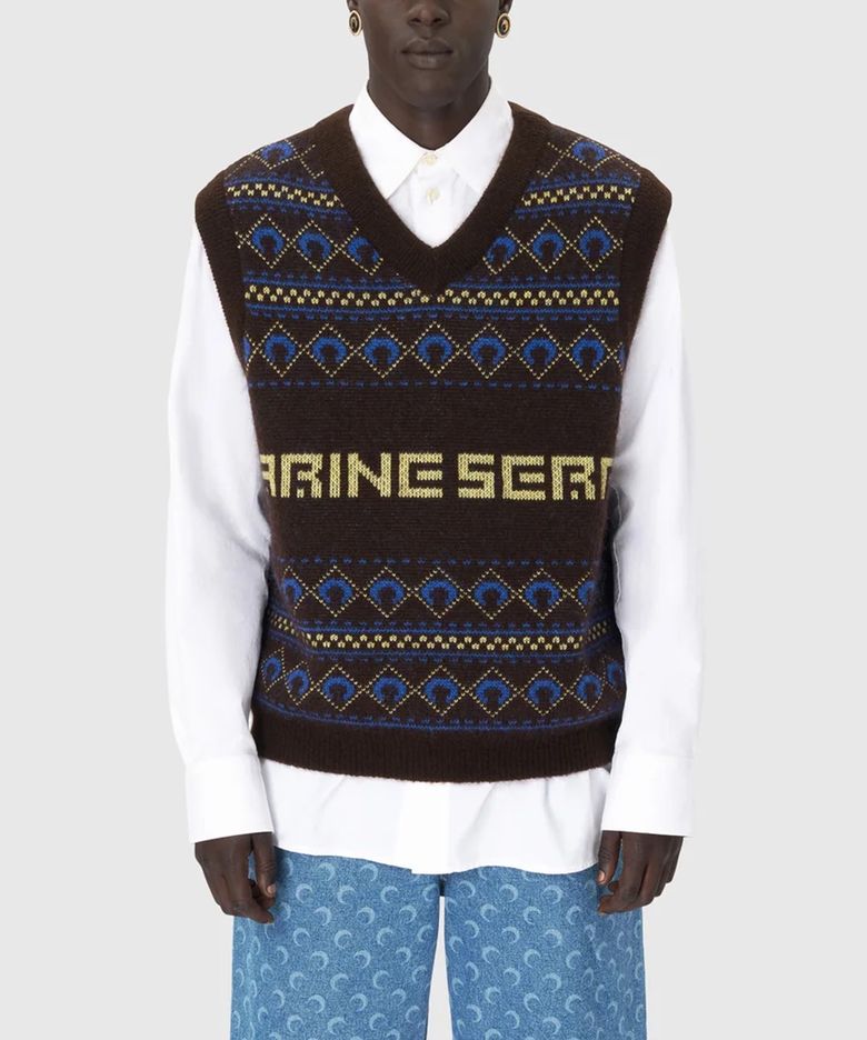 (U) 자카드 니트 베스트 딥 브라운 JACQUARD KNIT VEST DEEP BROWN