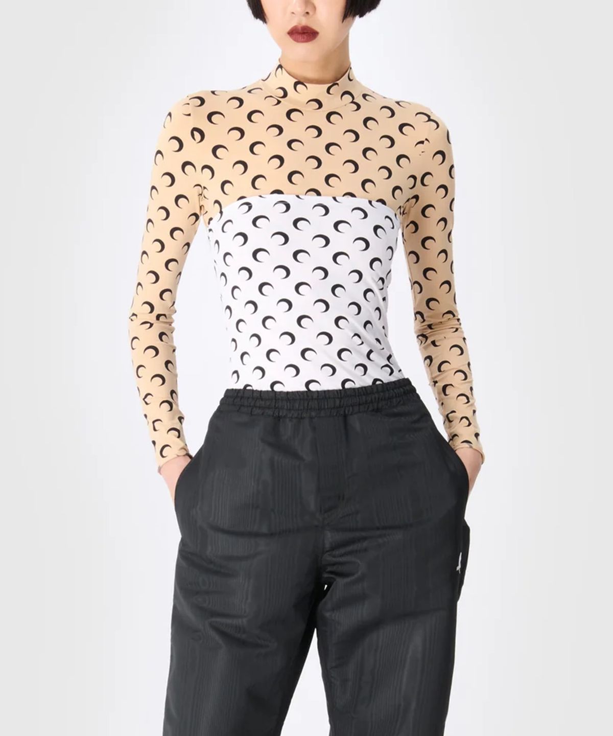 마린 세르(MARINE SERRE) (W) 리사이클드 문 저지 튜브 탑 화이트 RECYCLED MOON JERSEY SS TUBE TOP OPTICAL WHITE