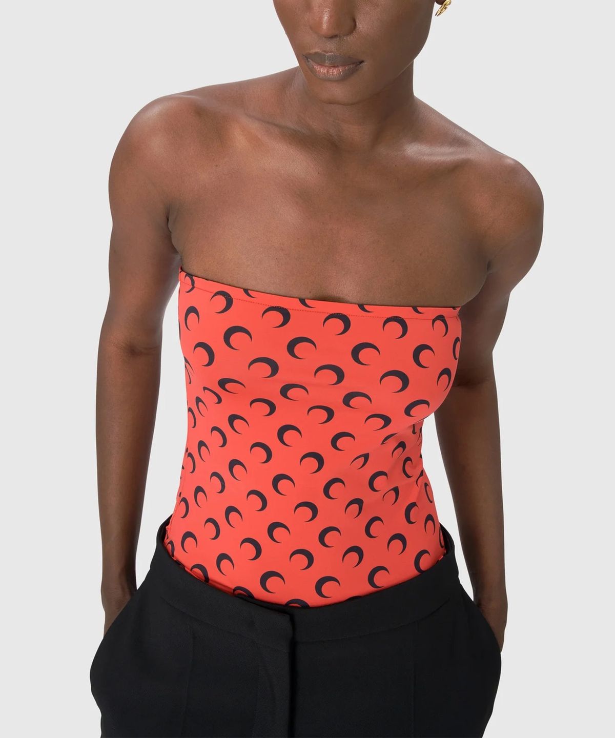 마린 세르(MARINE SERRE) (W) 리사이클드 문 저지 튜브 탑 레드 RECYCLED MOON JERSEY SS TUBE TOP RED