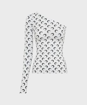 (W) 리사이클드 문 저지 에시메트릭 탑 화이트 RECYCLED MOON JERSEY SS ASYMMETRIC TOP OPTICAL WHITE