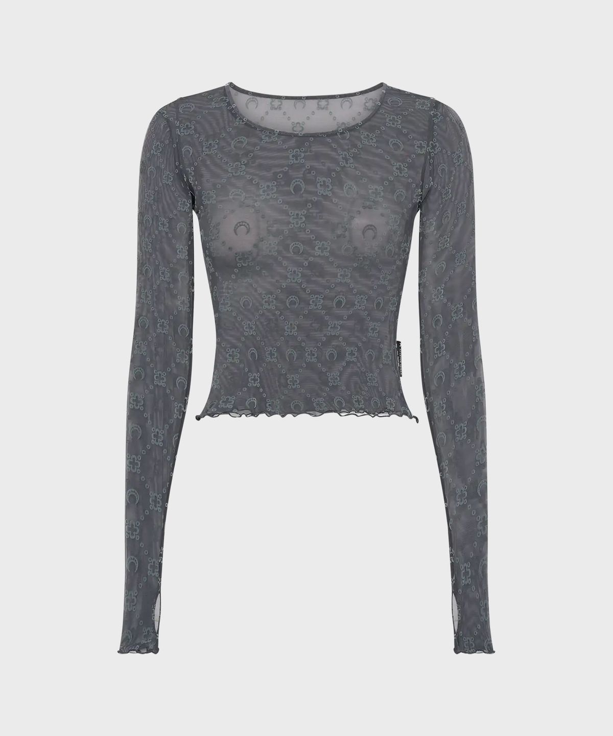 마린 세르(MARINE SERRE) (W) 리사이클드 메쉬 플록 크롭 탑 스톤 그레이 RECYCLED MESH FLOCK SS CROPPED TOP STONE GREY