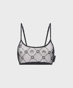 (W) 리사이클드 메쉬 플록 브라렛 블랙 RECYCLED MESH FLOCK BRALETTE BLACK