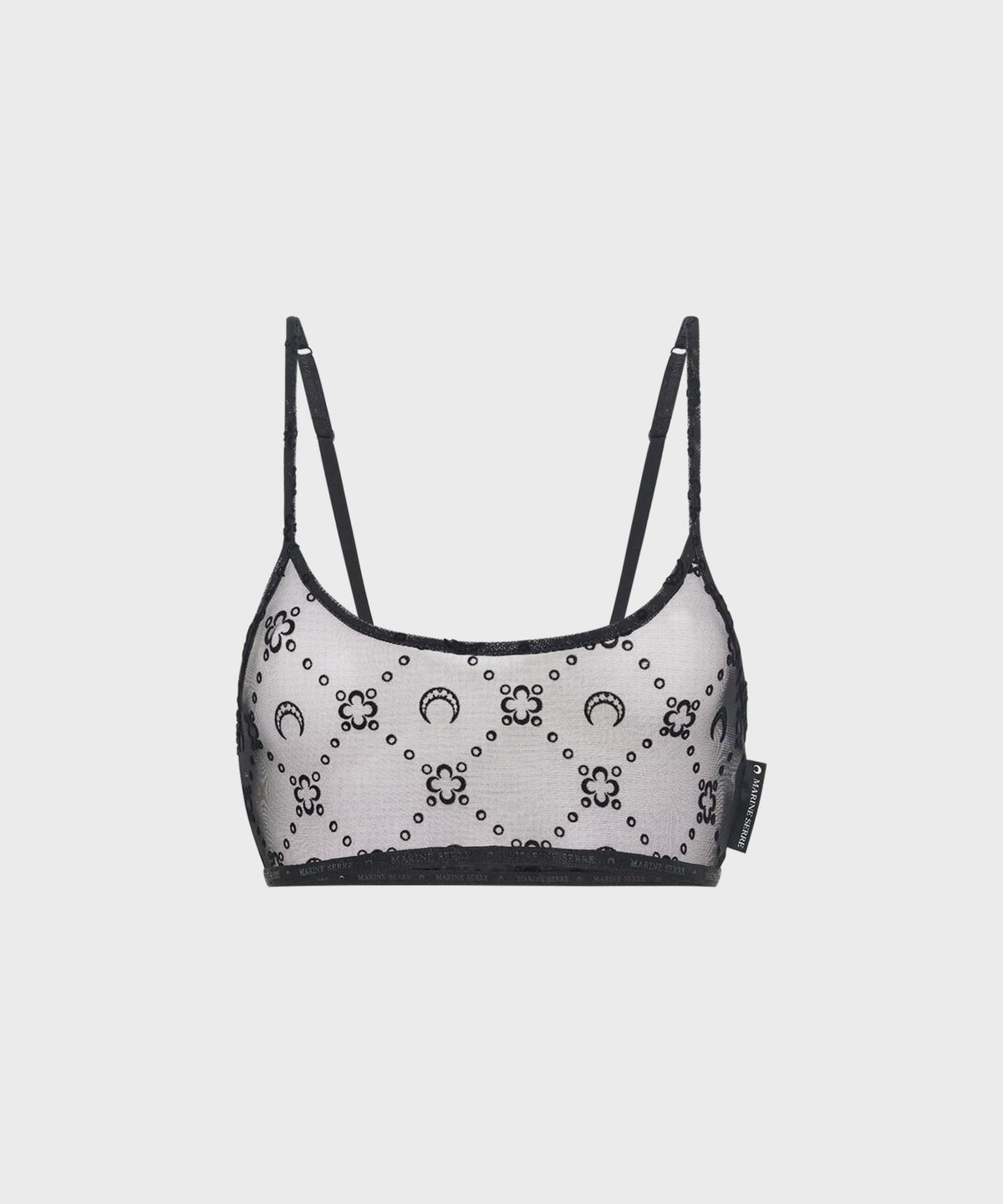마린 세르(MARINE SERRE) (W) 리사이클드 메쉬 플록 브라렛 블랙 RECYCLED MESH FLOCK BRALETTE BLACK