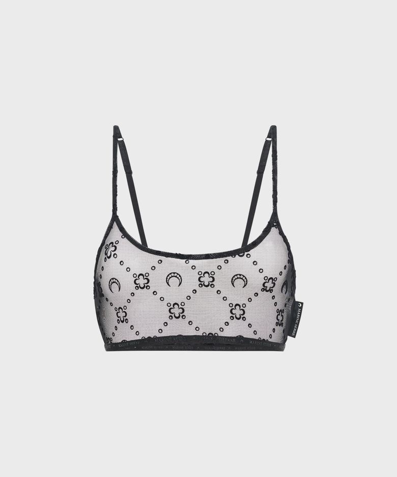 (W) 리사이클드 메쉬 플록 브라렛 블랙 RECYCLED MESH FLOCK BRALETTE BLACK