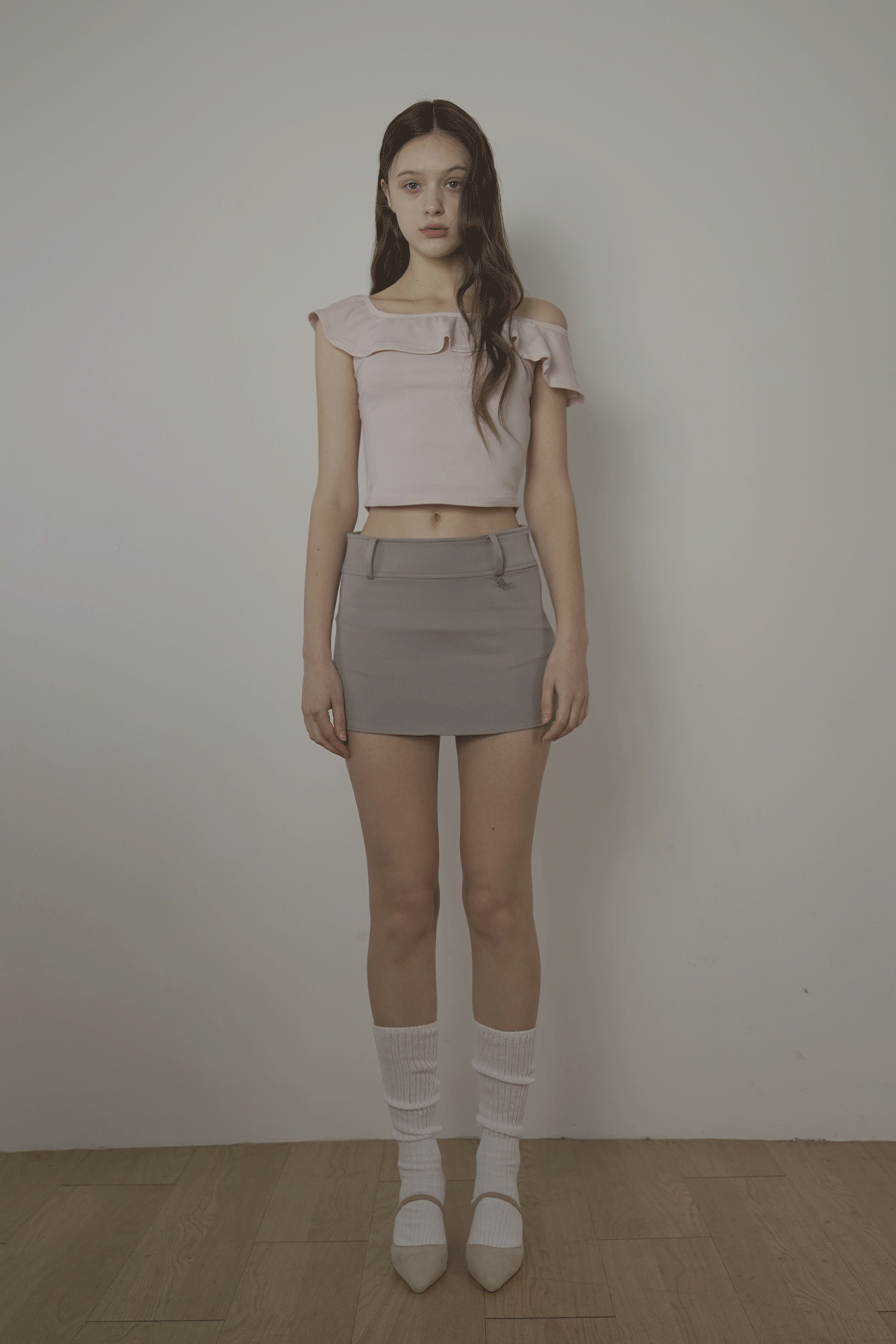 벨리아르(BELLIALEU) BELT MINI SKIRT-ASH BEIGE