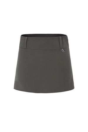 BELT MINI SKIRT-BROWN