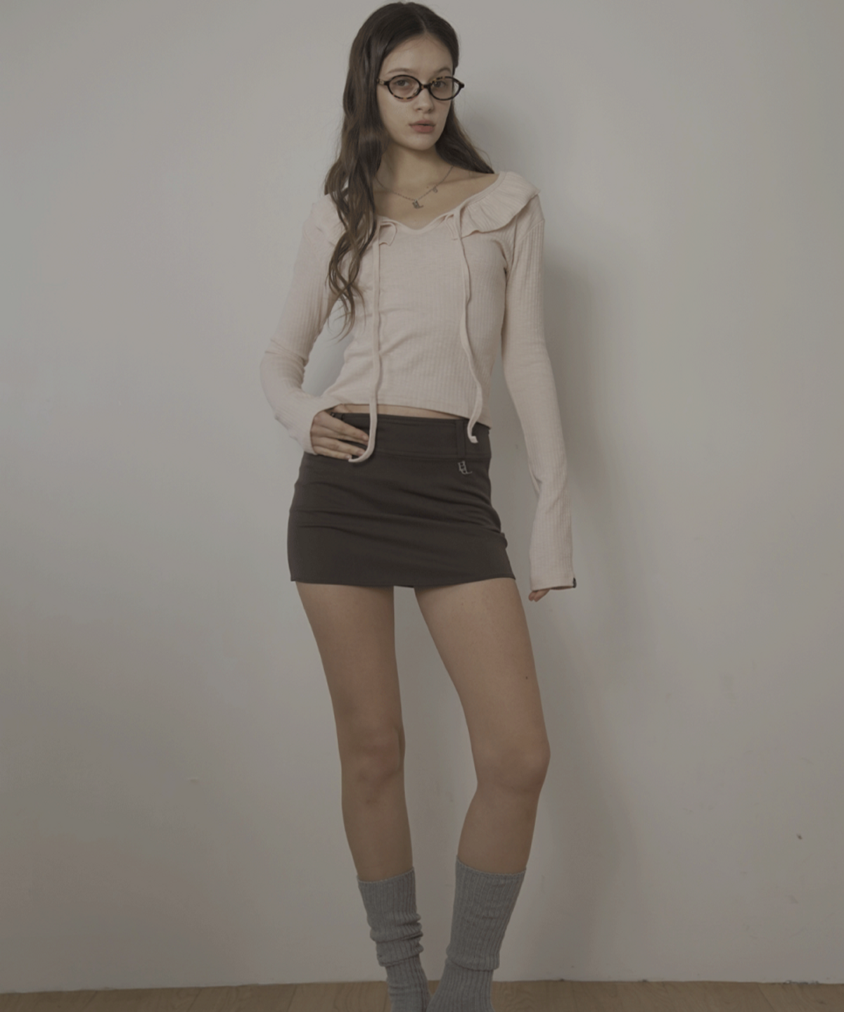 벨리아르(BELLIALEU) BELT MINI SKIRT-BROWN