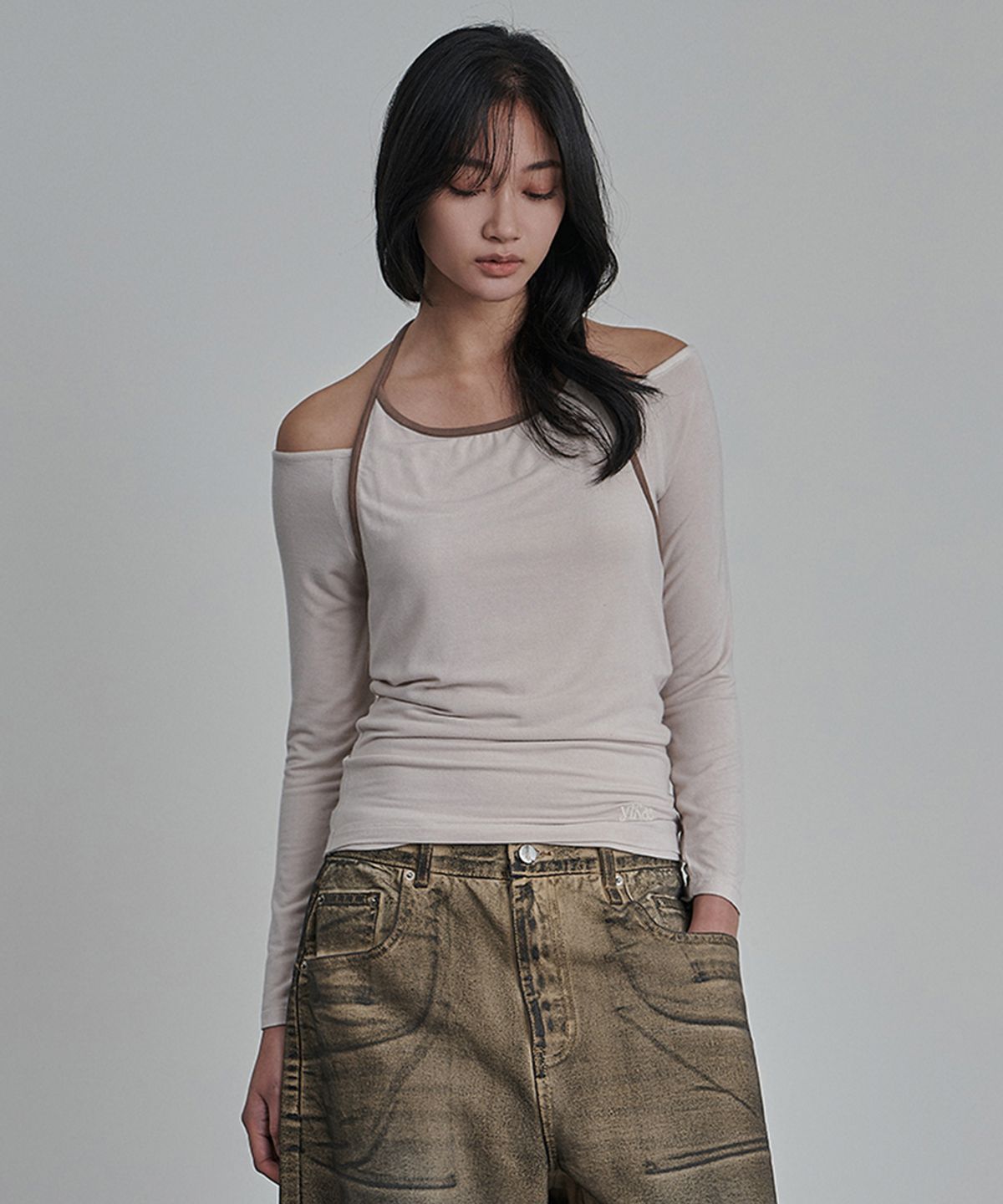 이예(YIYAE) Veil Off Layered Long Sleeve lvory