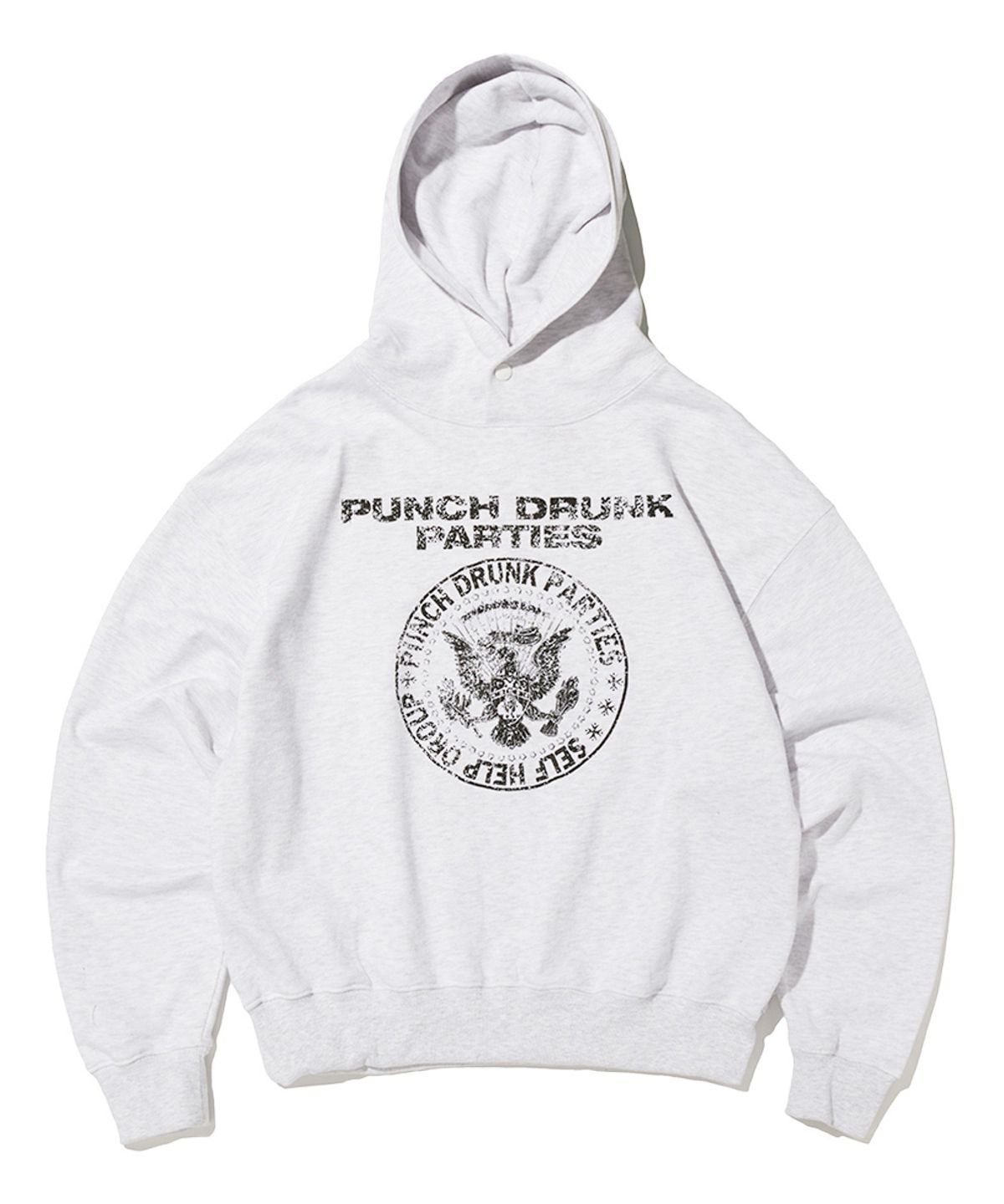펀치드렁크파티즈(PUNCH DRUNK PARTIES) SHG Seal Oversized Hoodie (MELANGE WHITE)